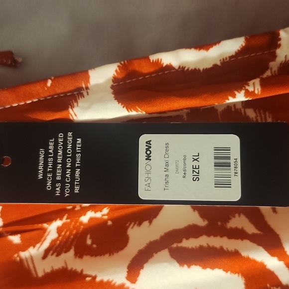 Fashion Nova Red and White Patterned Dress - Picture 3 of 8